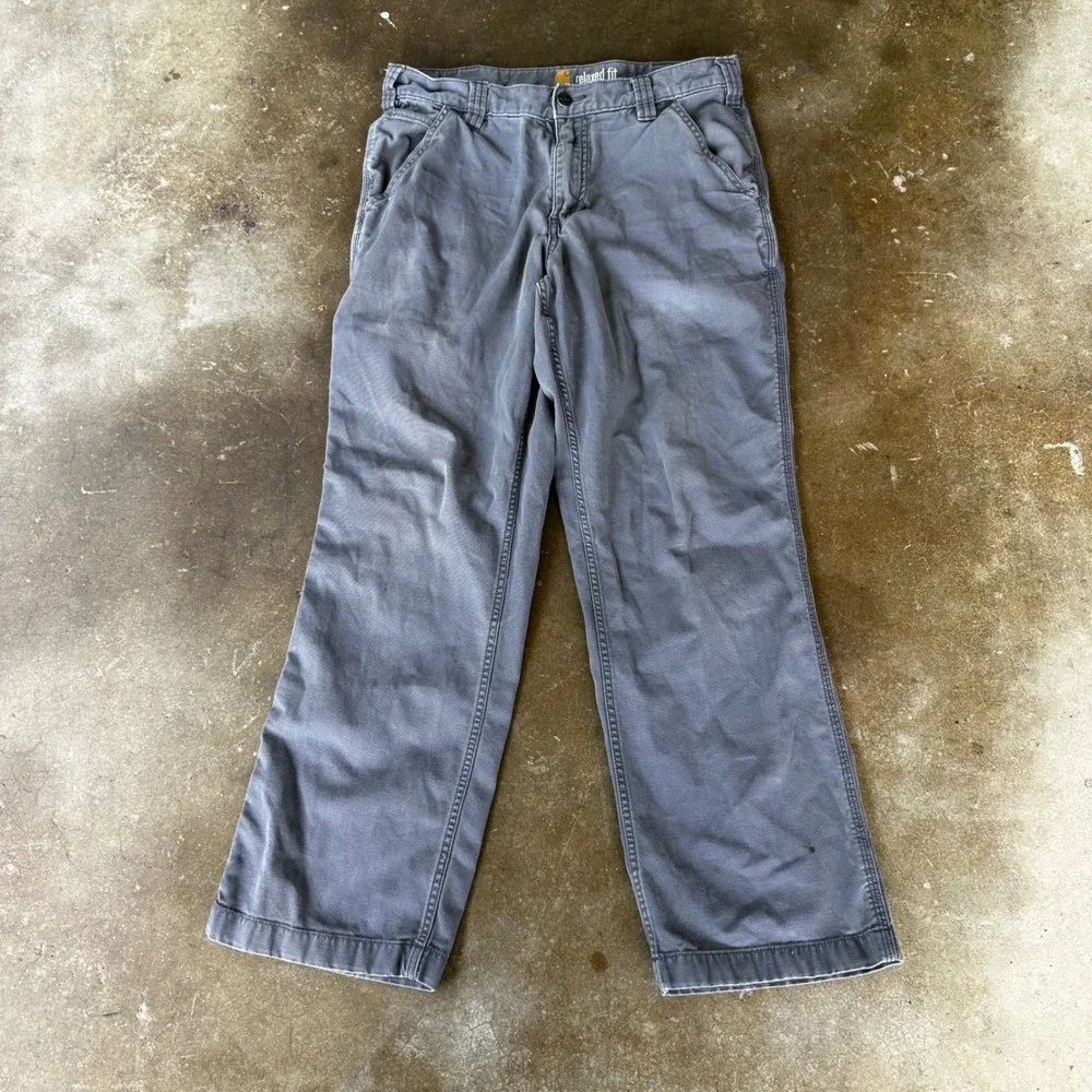Carhartt Carpenter Pants Mens 32x30 Gray Relaxed Fit Canvas Workwear 102291